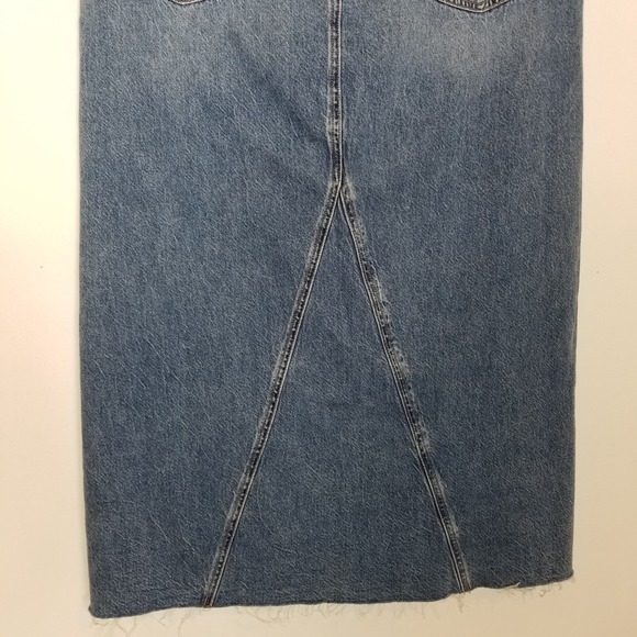 American Eagle Women Dress Slit Front Denim Maxi Skirt 12 Blue Stretch Comfort - Picture 6 of 12